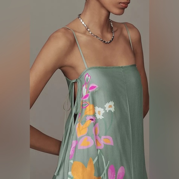 NWT! By Anthropologie Printed Wide-Leg Jumpsuit green Floral  🏈🦊 - Picture 2 of 6